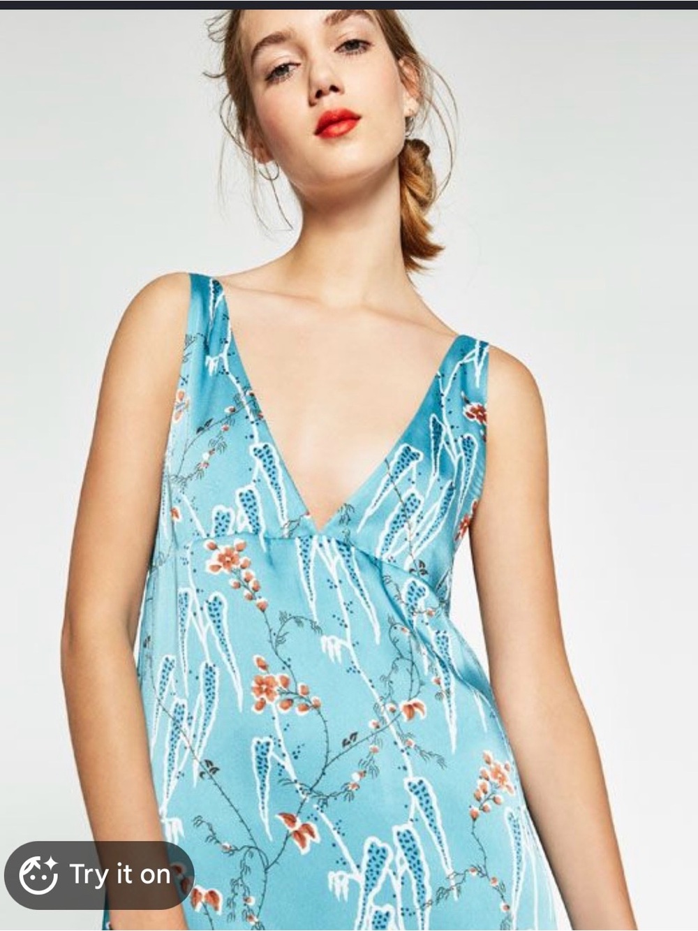 Zara Trafaluc Black Label Teal Floral Midi Dress Blogger Fave- XS